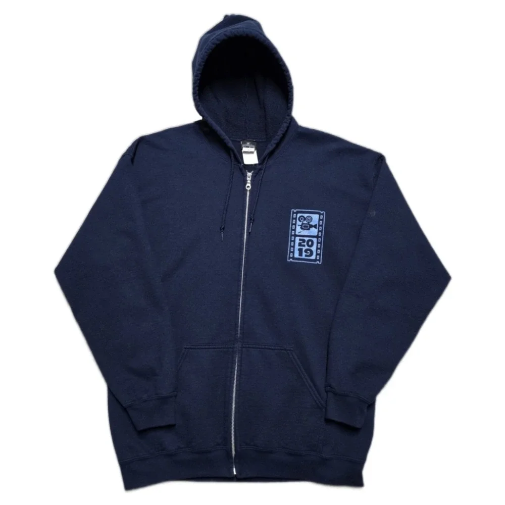 Disney‎ Universal Studio Full Zip Up Hoodie Mens L Blue Double Sided